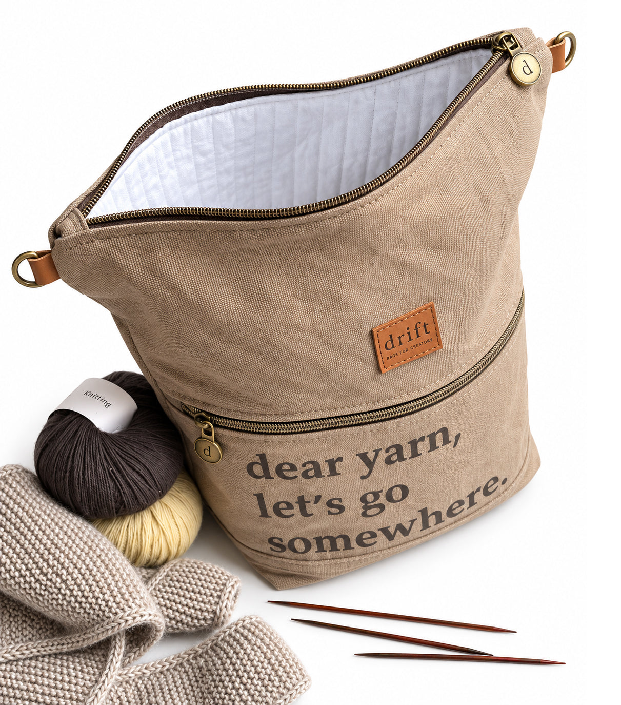 Dear Yarn Project Bag - Stone