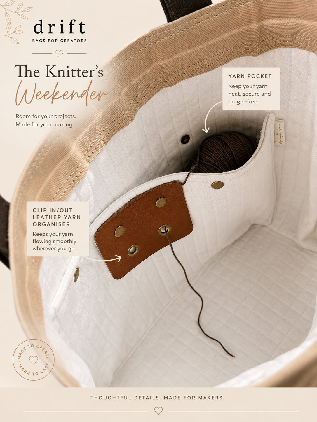 The Knitter's Weekender - Bark/Sandstone/Shell