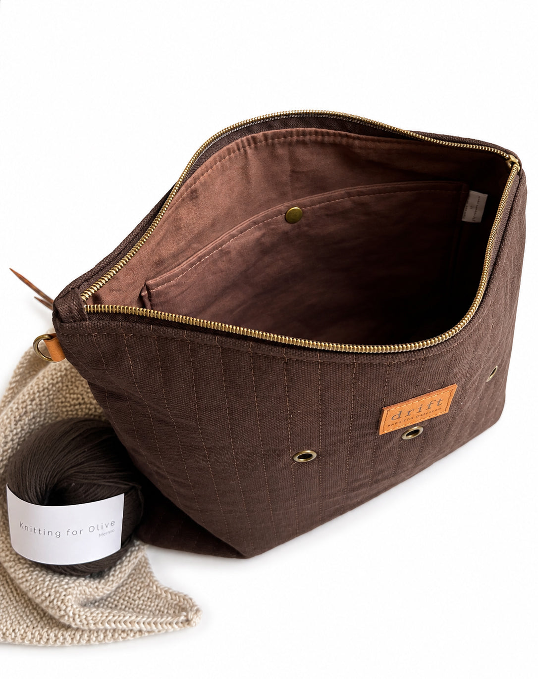 Knitting Organiser Pouch - Large - Bark