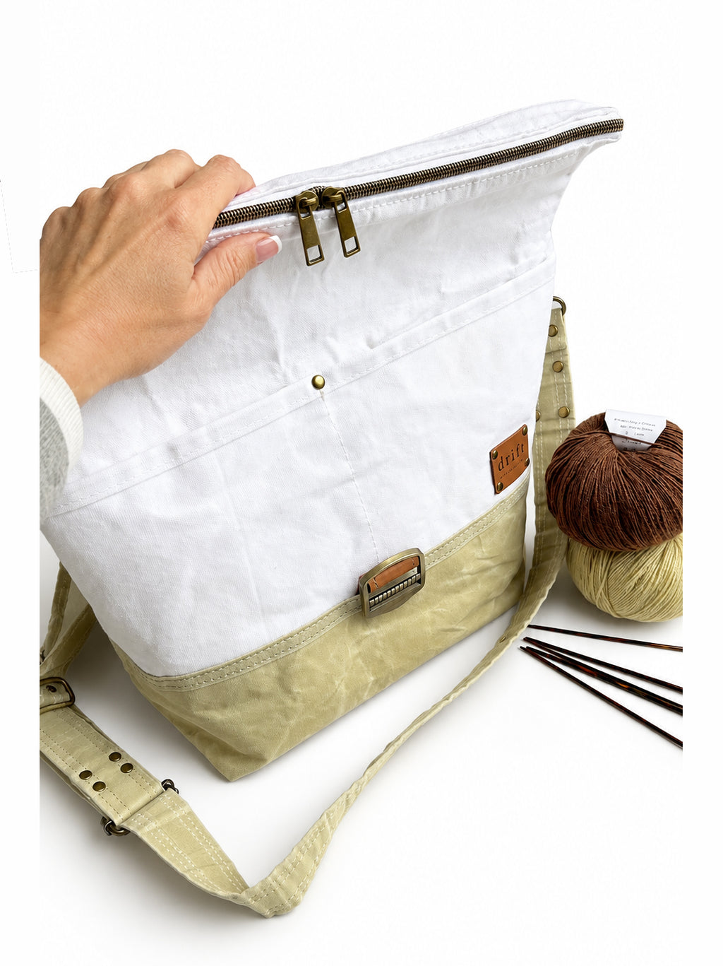 Maker's Rolltop Project Bag - Sage & Shell