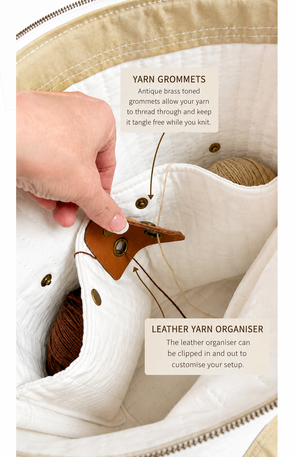 Maker's Rolltop Project Bag - Sage & Shell