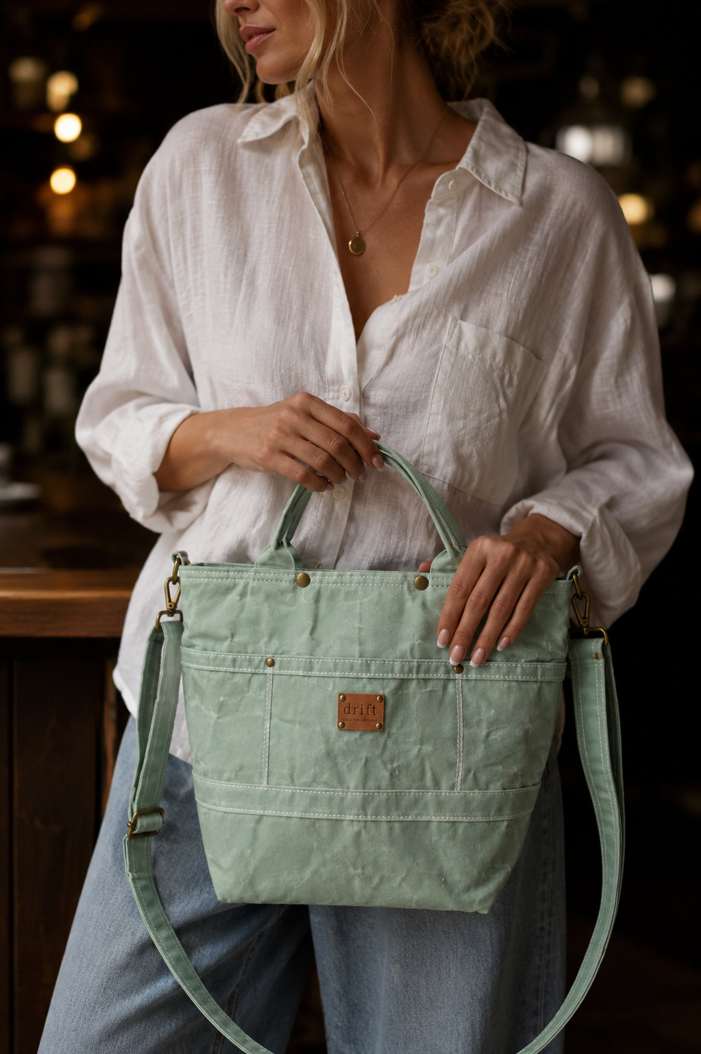 On The Go Knitter's Tote - Medium - Sea Mist