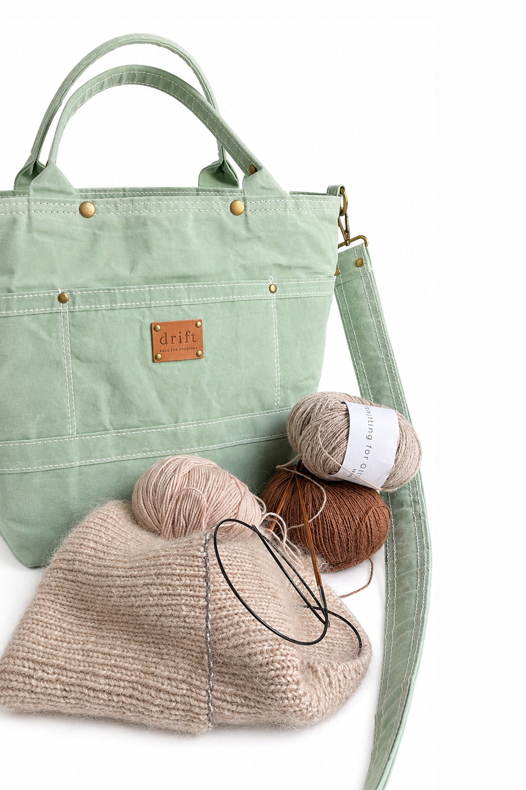 On The Go Knitter's Tote - Medium - Sea Mist